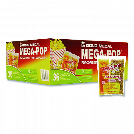 Mega Pop Popcorn, Butter, 8 oz Bag, 36 Bags/Carton (2836)