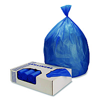 Healthcare Pre-Printed High-Density Can Liners, Soiled Linen, 45 gal, 18 mic, 40" x 48", Blue, Flat Pack, 200/Carton (1075493)