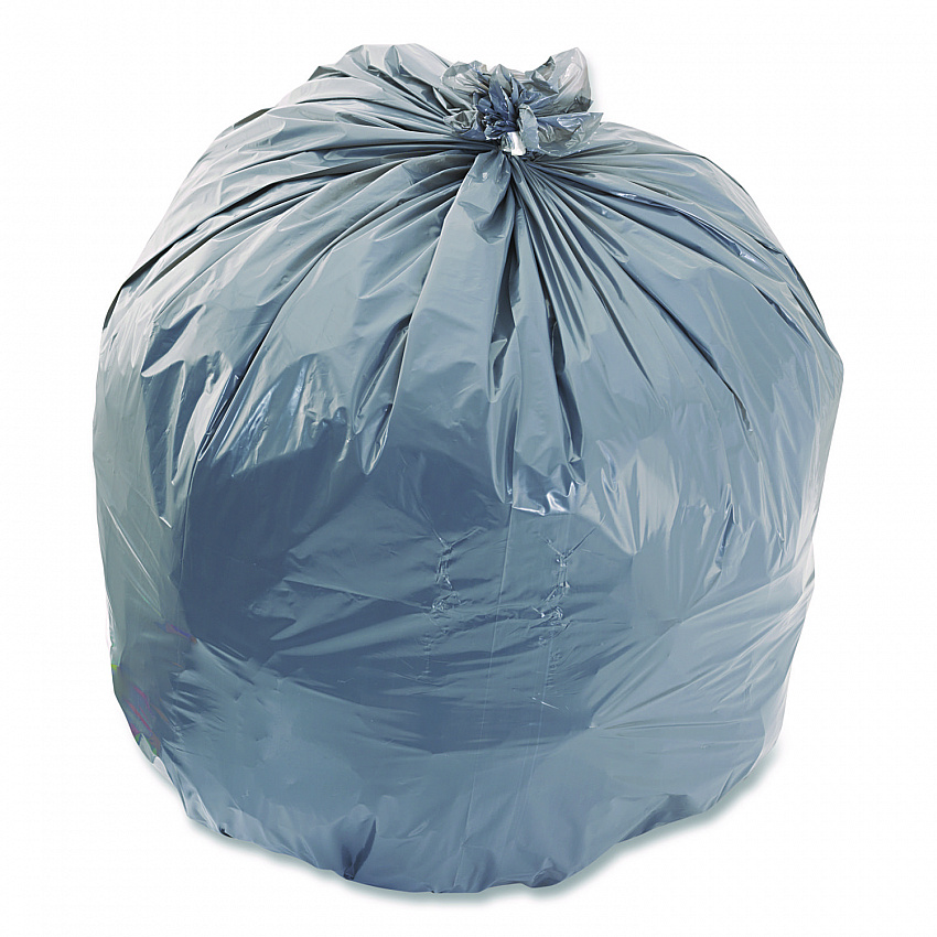 Linear Low-Density Can Liners, 45 gal, 1.1 mil, 40" x 46", Gray, Flat Pack, 125/Carton (2597604)