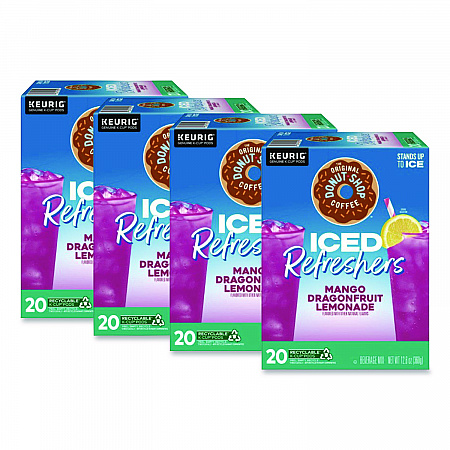 ICED Refreshers K-Cup Pods, Mango Dragonfruit Lemonade, 20/Box, 4 Boxes/Carton (0532CT)