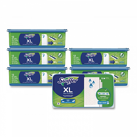 Max/XL Wet Refill Cloths, 16.5 x 9, White, 12/Tub, 6 Tubs/Carton (74471)