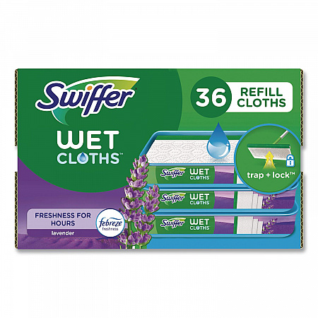 Wet Refill Cloths, 10 x 8, Lavender Vanilla and Comfort, White, 36/Carton (55311)