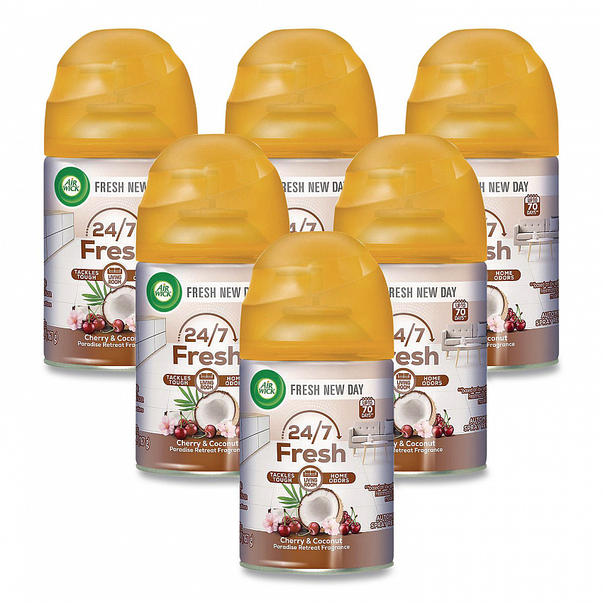 Freshmatic Life Scents Ultra Refill, Cherry and Coconut Paradise Retreat, 5.89 oz Aerosol Spray, 6/Carton (91099)