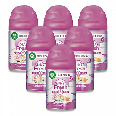 Freshmatic Life Scents Ultra Refill, White Flowers and Melon Summer Delights, 5.89 oz Aerosol Spray, 6/Carton (91101)