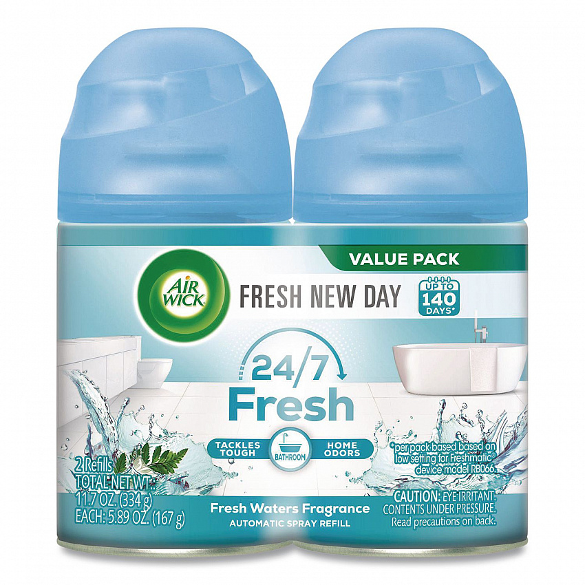 Freshmatic Ultra Automatic Spray Refill, Fresh Waters, 5.89 oz Aerosol Spray, 2/Pack (82093PK)