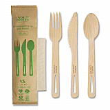 Bamboo Cutlery, Fork/Knife/Napkin/Spoon, Paper, Natural, 250/Carton (ASBBTN)