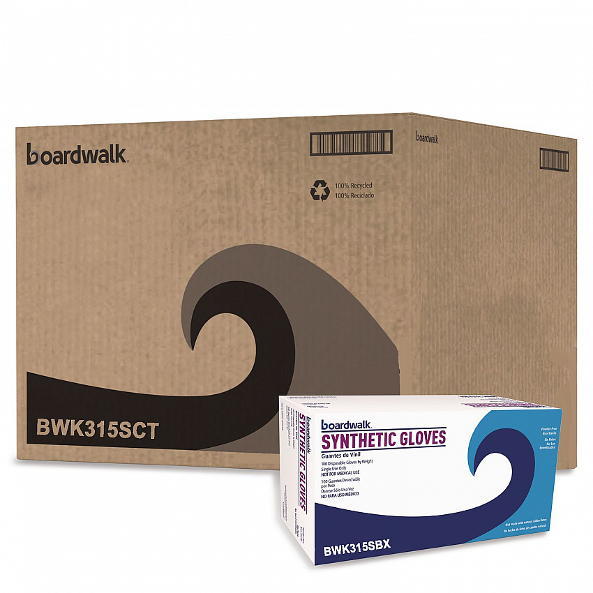 Powder-Free Synthetic Vinyl Gloves, Small, 4 mil Thick, 9.5" Long, Cream, 100/Box, 10 Boxes/Carton (315SCT)