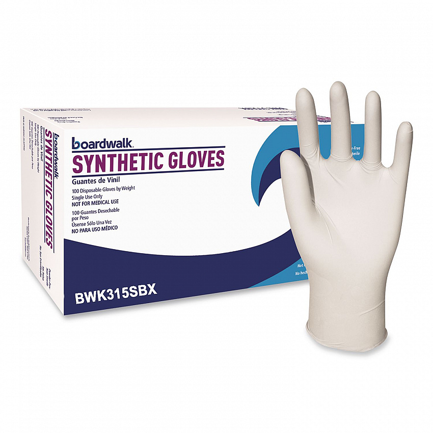 Powder-Free Synthetic Vinyl Gloves, Small, 4 mil Thick, 9.5" Long, Cream, 100/Box (315SBX)