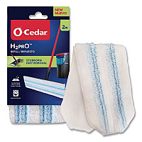 H2prO Flat Mop Head Replacement, 9.25 x 4.38, Blue/White, 2/Pack (175782PK)