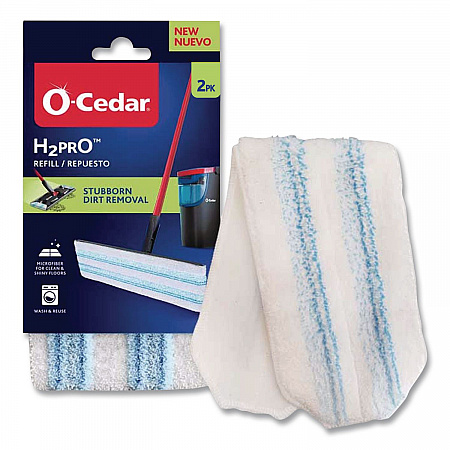 H2prO Flat Mop Head Replacement, 9.25 x 4.38, Blue/White, 2/Pack (175782PK)