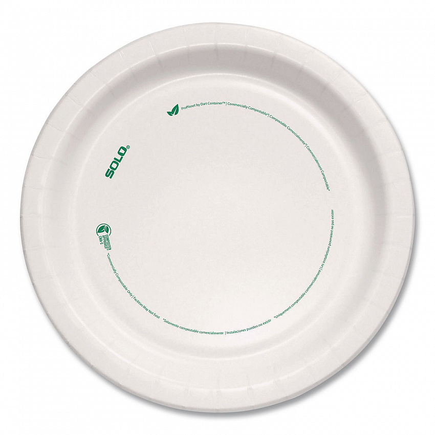Compostable Paper Dinnerware, ProPlanet Seal, Plate, 8.5" dia, White, 500/Carton (MP9PLANET)