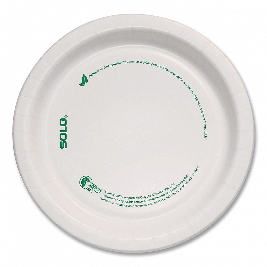 Compostable Paper Dinnerware, ProPlanet Seal, Plate, 6" dia, White, 1,000/Carton (MP6PLANET)