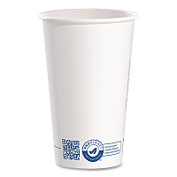 Recycled Content PCF Paper Hot Cups, ProPlanet Seal, 16 oz, White/Blue, 1,000/Carton (316RCPLANET)
