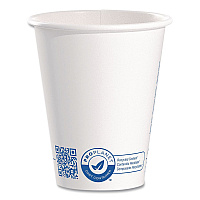 Recycled Content PCF Paper Hot Cups, ProPlanet Seal, 8 oz, White/Blue, 1,000/Carton (378RCPLANET)