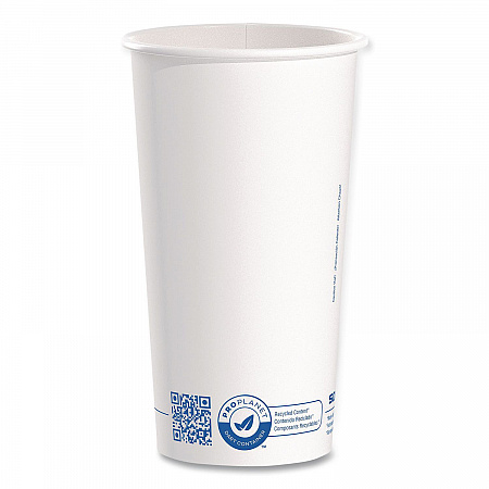Recycled Content PCF Paper Hot Cups, ProPlanet Seal, 20 oz, White/Blue, 600/Carton (420RCPLANET)
