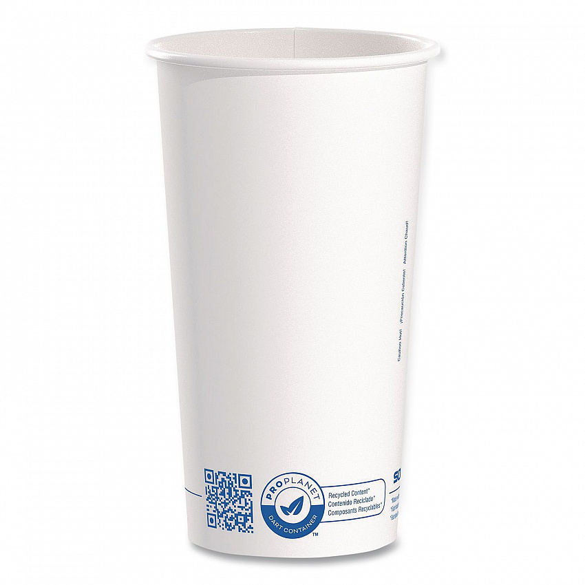 Recycled Content PCF Paper Hot Cups, ProPlanet Seal, 20 oz, White/Blue, 600/Carton (420RCPLANET)