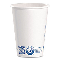 Recycled Content PCF Paper Hot Cups, ProPlanet Seal, 12 oz, White/Blue, 1,000/Carton (412RCNPLANET)