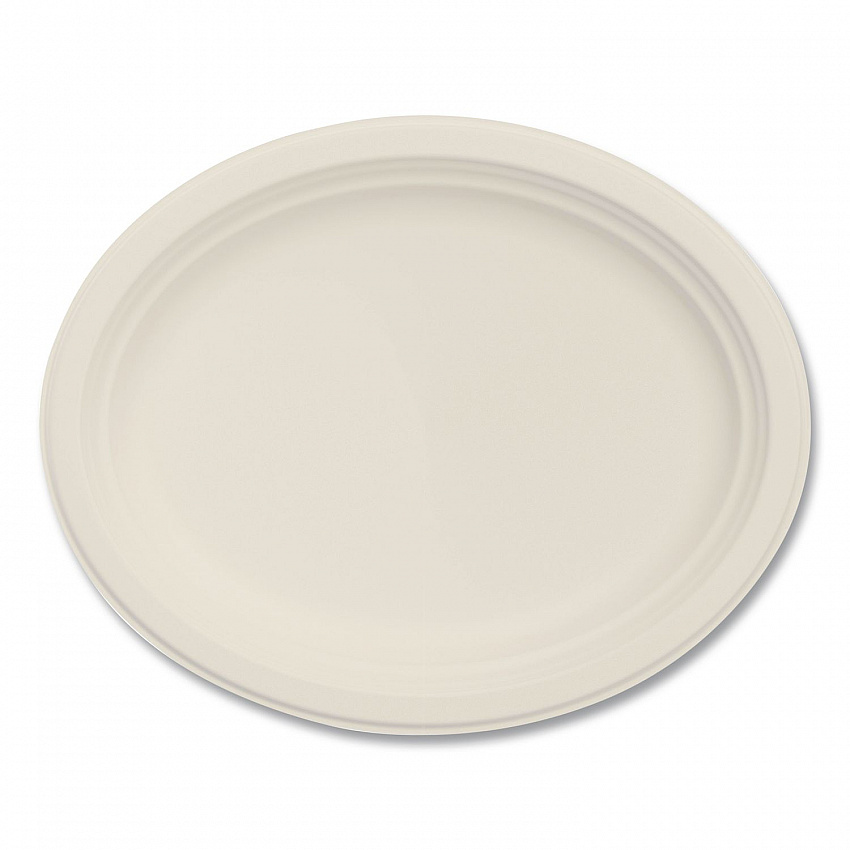 Compostable Molded Fiber Dinnerware, ProPlanet Seal, Platter, 12" Diameter, Natural, 500/Carton (12FBRPLR1)