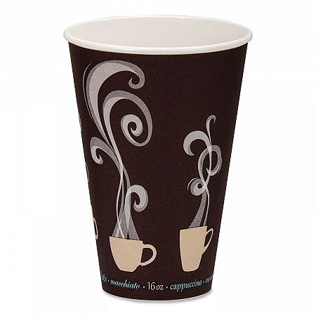 Thermoguard Insulated Paper Hot Cups, 16 oz, Steam Print Design, 600/Carton (DWTG16ST)