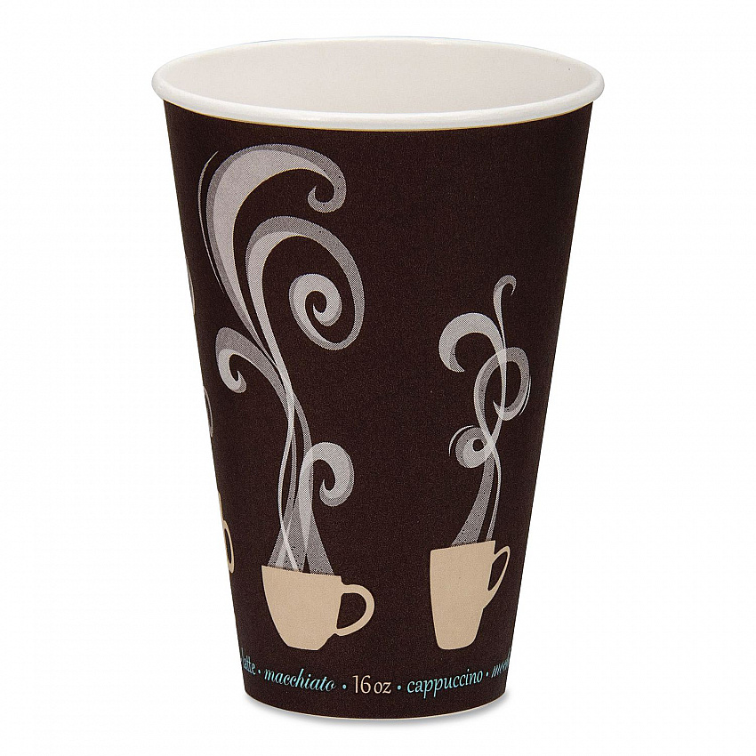 Thermoguard Insulated Paper Hot Cups, 16 oz, Steam Print Design, 600/Carton (DWTG16ST)