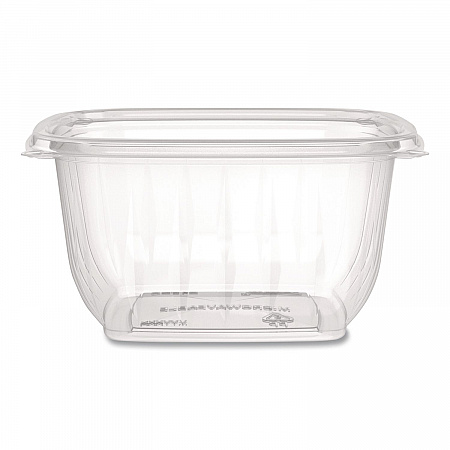 Square Plastic Bowls, 16 oz, 8.5 x 8.5 x 1.96, Clear, Plastic, 63 Bowls/Sleeve, 8 Sleeves/Carton (C16SB)