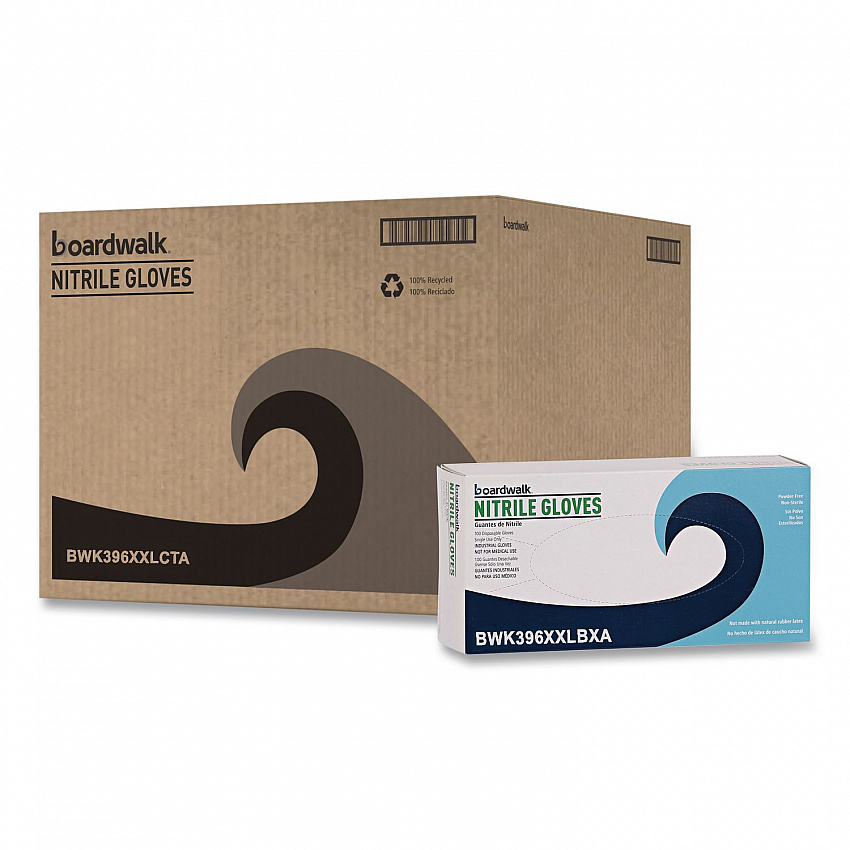 396 Series Disposable General-Purpose Nitrile Gloves, Powder-Free, XX-Large, 4.4 mil Thick, 9.5" Long, Black,100/Box,10 BX/CT (396XXLCTA)
