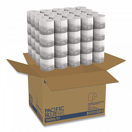 Pacific Blue Basic Bathroom Tissue, Septic Safe, 2-Ply, White, 550 Sheets/Roll, 80 Rolls/Carton (1988001)