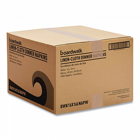 Linen-Feel Flat Napkins, 1-Ply, 16 x 16, White, 1,000/Carton (16X16LNAPW)