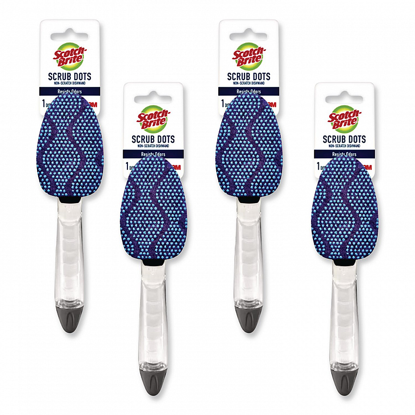 Scrub Dots Non-Scratch Dishwand, Blue, 4/Box (6904BX)