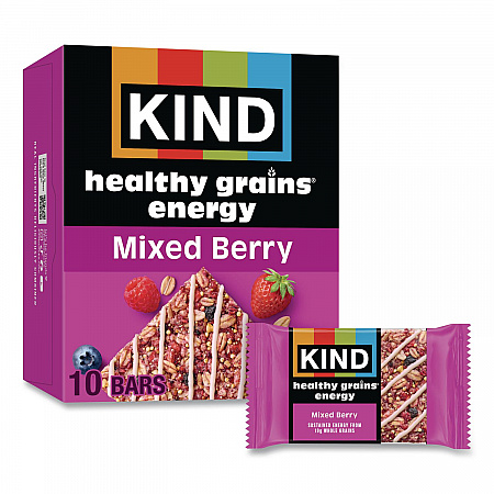 Healthy Grains Energy Mixed Berry Bars, 1.4 oz Bar, 10/Box (67073)