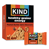 Healthy Grains Energy Peanut Butter Dark Chocolate Bars, 1.4 oz Bar, 10/Box (67075)