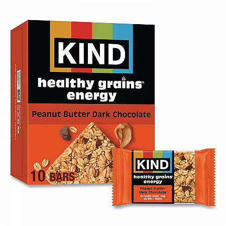 Healthy Grains Energy Peanut Butter Dark Chocolate Bars, 1.4 oz Bar, 10/Box (67075)