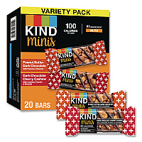 Minis Peanut Butter Dark Chocolate and Dark Chocolate Cherry Cashew Variety Pack, 0.74 oz Bar, 20/Box (43012)
