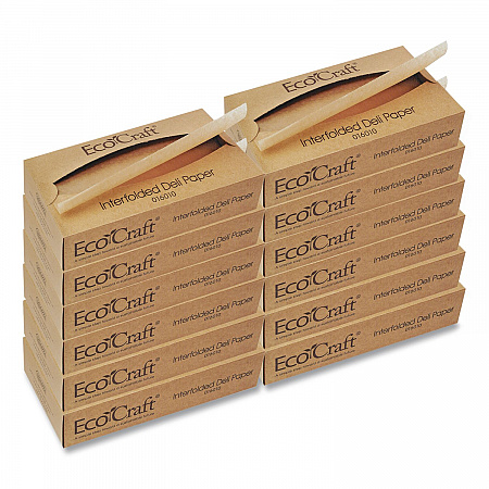 EcoCraft Interfolded Soy Wax Deli Sheets, 10 x 10.75, 500 Sheets/Box, 12 Boxes/Carton (016010)