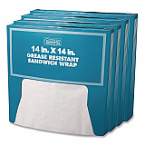 Grease-Resistant Paper Wraps and Liners, 14 x 14, White, 1,000/Box,  4 Boxes/Carton (057014)