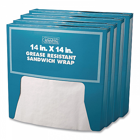 Grease-Resistant Paper Wraps and Liners, 14 x 14, White, 1,000/Box,  4 Boxes/Carton (057014)
