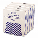 Grease-Resistant Paper Wraps and Liners, 12 x 12, Blue Check, 1,000/Box, 5 Boxes/Carton (057850)