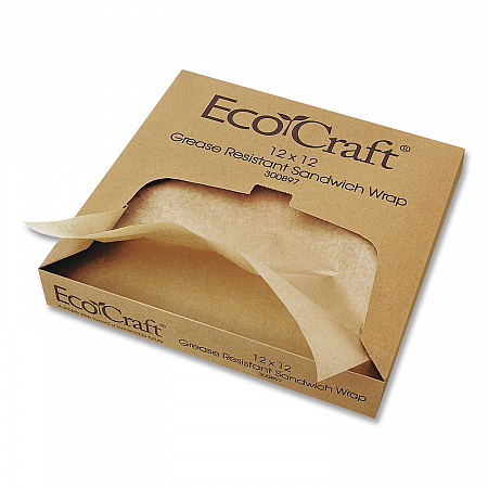 EcoCraft Grease-Resistant Paper Wraps and Liners, 15 x 16, Natural, 1,000/Box, 3 Boxes/Carton (300898)