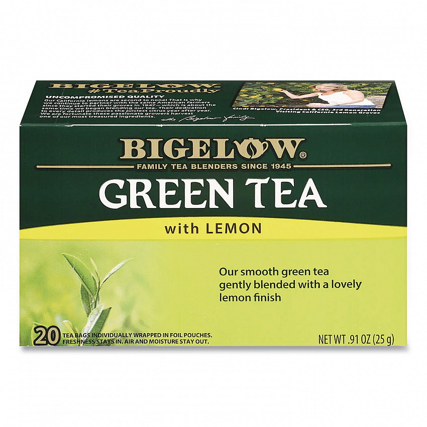 Green Tea with Lemon, Lemon, 0.34 lbs, 28/Box (10346)