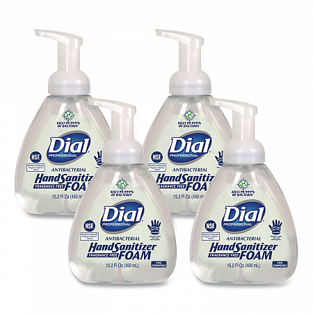 Antibacterial Foam Hand Sanitizer, 15.2 oz Pump Bottle, Fragrance-Free, 4/Carton (06040)
