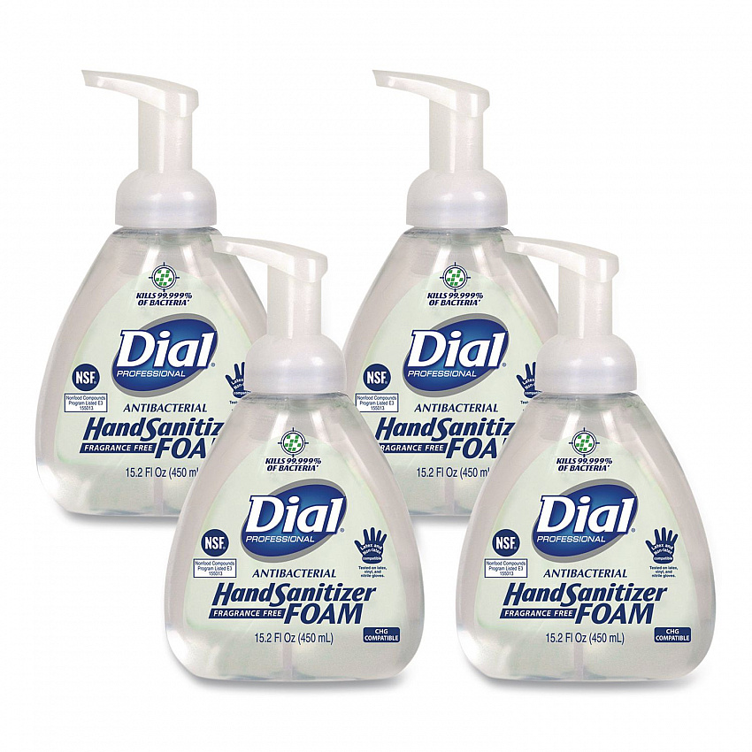 Antibacterial Foam Hand Sanitizer, 15.2 oz Pump Bottle, Fragrance-Free, 4/Carton (06040)