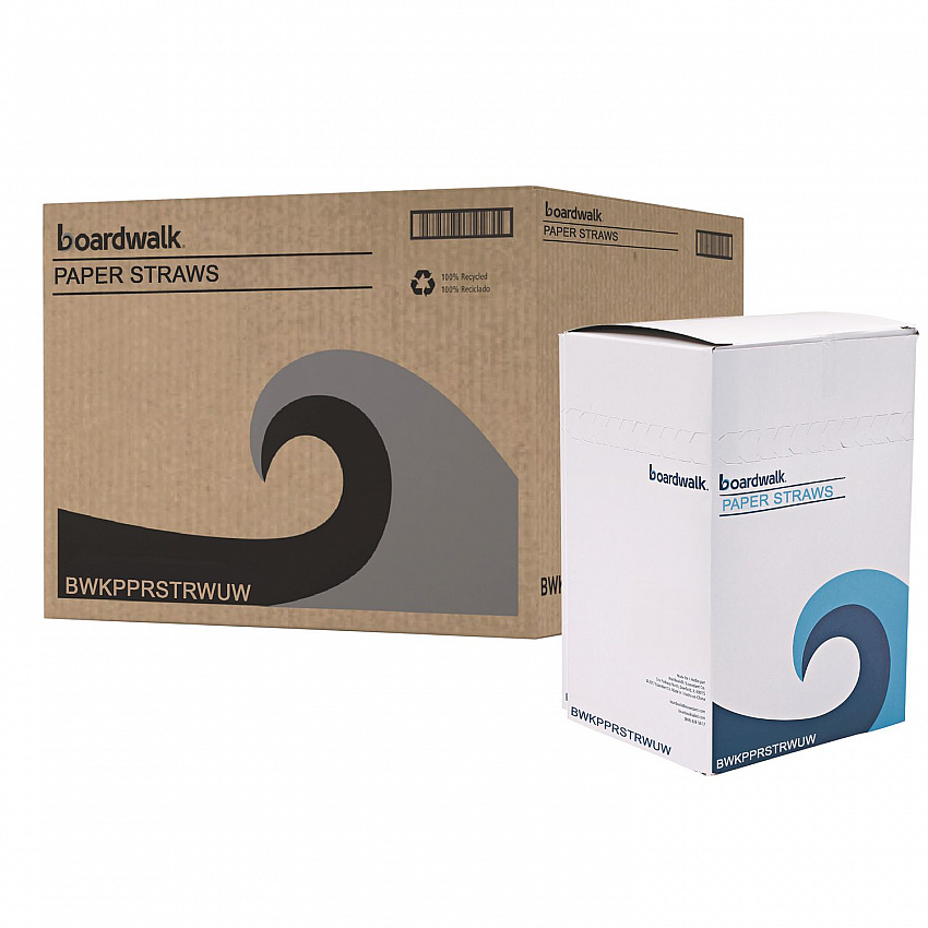 Unwrapped Paper Straws, 7.75 x 0.25, White, 4,800/Carton (PPRSTRWUW)