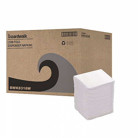 Low-Fold Dispenser Napkins, 1-Ply, 7 x 12, White, 400/Pack, 20 Packs//Carton (8316W)