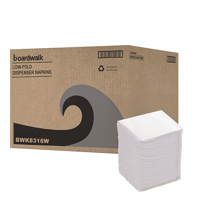 Low-Fold Dispenser Napkins, 1-Ply, 7 x 12, White, 400/Pack, 20 Packs//Carton (8316W)