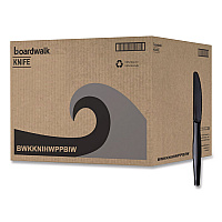 Heavyweight Wrapped Polypropylene Cutlery, Knife, Plastic, Black, 1,000/Carton (KNIHWPPBIW)