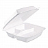 Foam Hinged Lid Containers, 3 Compartments, 9.5 x 10.26 x 3.4, White, 200/Carton (110HT3)