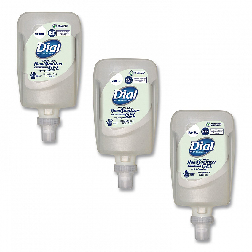 Antibacterial Gel Hand Sanitizer Refill for FIT Manual Dispenser, 1.2 L, Fragrance-Free, 3/Carton (16706)