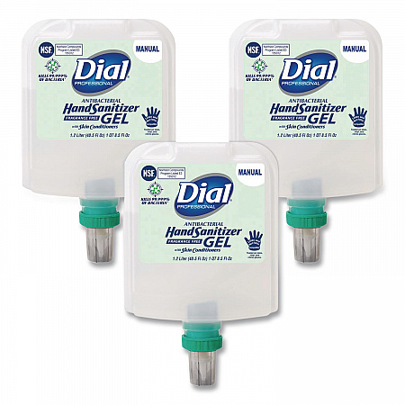 Antibacterial Gel Hand Sanitizer Refill for Dial 1700 Dispenser, 1.2 L Refill, Fragrance-Free, 3/Carton (19711)