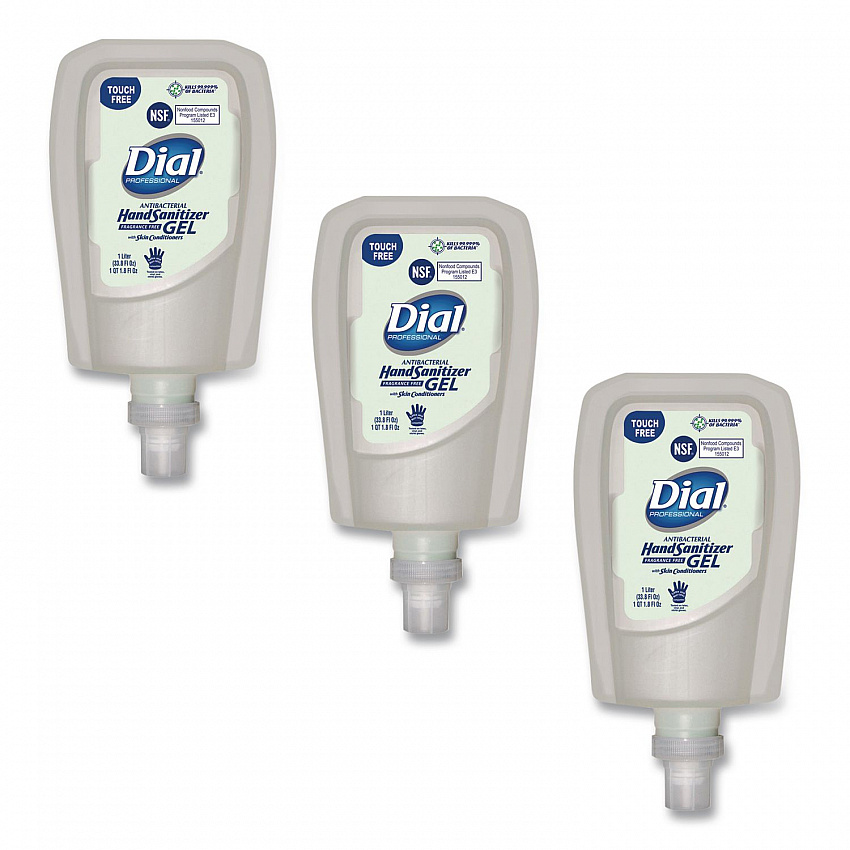 Antibacterial Gel Hand Sanitizer Refill for FIT Touch Free Dispenser, 1.2 L Bottle, Fragrance-Free, 3/Carton (19029)