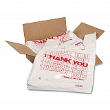 Thank You High-Density Shopping Bags, Have a Nice Day Labeling, Cut-Out Handles, 10" x 5" x 19", White/Red, 2,000/Carton (10519THYOU)